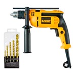 Ficha técnica e caractérísticas do produto Furadeira Impacto Reversível 710w 1/2'' DWD502 DeWalt 110v e Kit 05 Brocas