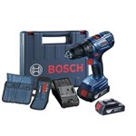 Ficha técnica e caractérísticas do produto Furadeira Parafusadeira de Impacto 1/2" à Bateria 18V com 2 Baterias + Kit de Acessórios e Maleta - GSB-180LI - Bosch (110V/220V) - Bivolt
