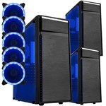 Ficha técnica e caractérísticas do produto Gabinete Bluecase Pc Gamer Bg-015 Preto + 5 Fan Azul