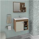 Gabinete de Banheiro 100% Mdf Lotus 55 Cm com Espelho Amendoa/off White - Mgm
