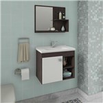 Gabinete de Banheiro 100% Mdf Lotus 55 Cm com Espelho Cafe/Branco - Mgm