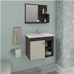 Gabinete de Banheiro 100% Mdf Lotus 55 Cm com Espelho Cafe/Off White - Mgm