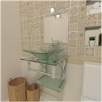 Ficha técnica e caractérísticas do produto Combo 2 em 1 Gabinete de Vidro 45cm para Banheiro Cuba Retangular - Bielorrússia Inox + Torneira Ibiza - TRANSPARENTE