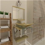 Gabinete de Vidro 45cm para Banheiro Escócia-Champanhe