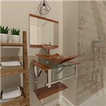 Ficha técnica e caractérísticas do produto Gabinete de Vidro 45cm para Banheiro Escócia - Dourado Real (Dourado Real)