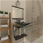 Ficha técnica e caractérísticas do produto Gabinete de Vidro 45cm para Banheiro Escócia - Preto (Preto)