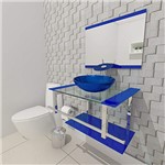 Ficha técnica e caractérísticas do produto Gabinete de Vidro 60cm para Banheiro Estônia - Azul Escuro (Azul Escuro)