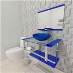 Gabinete de Vidro 60cm para Banheiro Estônia Azul Escuro