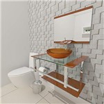 Ficha técnica e caractérísticas do produto Gabinete de Vidro 60cm para Banheiro Estônia - Dourado Real (Dourado Real)