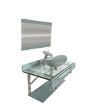 Ficha técnica e caractérísticas do produto Gabinete de Vidro 90cm para Banheiro Luxemburgo Prata