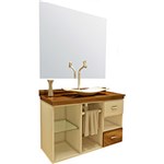 Gabinete para Banheiro Vtec Orion com Cuba e Espelho 57 X 80 X 40 Cm - Branco/Laca Palissandro