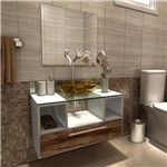 Ficha técnica e caractérísticas do produto Gabinete para Banheiro 1 Gaveta com Espelho e Cuba Taiyo Premium Gabinetes Branco/Nogal