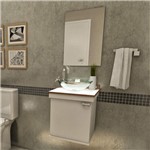 Ficha técnica e caractérísticas do produto Gabinete para Banheiro 1 Porta com Espelho e Cuba Kami Premium Gabinetes Branco/Nogal