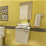 Ficha técnica e caractérísticas do produto Gabinete para Banheiro 1 Porta com Espelho e Cuba Kami Premium Gabinetes Branco/Preto
