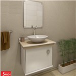 Ficha técnica e caractérísticas do produto Gabinete para Banheiro 1 Porta com Espelho e Cuba Kami Premium Gabinetes Branco/Vanilla