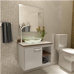 Ficha técnica e caractérísticas do produto Gabinete para Banheiro 1 Porta com Espelho e Cuba Kaze Premium Gabinetes Branco/Nogal