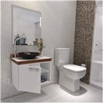 Ficha técnica e caractérísticas do produto Gabinete para Banheiro 1 Porta com Espelho e Cuba Kaze Vidro Premium Gabinetes Branco/Nogal