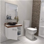 Ficha técnica e caractérísticas do produto Gabinete para Banheiro 1 Porta com Espelho e Cuba Kaze VidroPremium Gabinetes Branco/Nogal