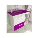 Ficha técnica e caractérísticas do produto Gabinete para Banheiro 80 Cm com 2 Peças Vetro 12 Branco e Violeta Tomdo