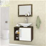 Gabinete para Banheiro com Cuba e Espelheira Baden Móveis Bechara Madeira Rústica/Branco