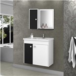 Gabinete para Banheiro com Cuba e Espelheira Munique Móveis Bechara Branco/Preto
