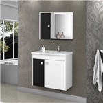Ficha técnica e caractérísticas do produto Gabinete para Banheiro com Cuba e Espelheira Munique Móveis Bechara Branco/preto