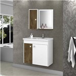 Gabinete para Banheiro com Cuba e Espelheira Munique Móveis Bechara Madeira Rústica/branco
