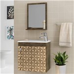 Gabinete para Banheiro com Cuba e Espelheira Siena Móveis Bechara Madeira Rústica/3D