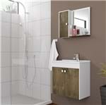 Gabinete para Banheiro com Espelho Dayene 54x56,5x30cm Branco e Madeira Rústica Sensea
