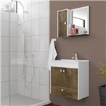 Ficha técnica e caractérísticas do produto Gabinete para Banheiro com Espelho 2 Portas Catar Móveis Bechara Branco/Madeira Rústica