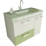 Ficha técnica e caractérísticas do produto Gabinete para Banheiro 3 Gavetas Branco e Verde - Tomdo