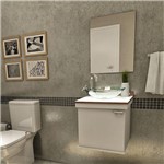 Ficha técnica e caractérísticas do produto Gabinete para Banheiro Kami com Espelho e Cuba - Branco/Nogal - Premium Gabinetes