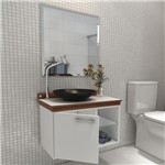 Ficha técnica e caractérísticas do produto Gabinete para Banheiro Kaze Vidro com Espelho e Cuba - Branco/Nogal - Premium Gabinetes