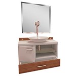 Ficha técnica e caractérísticas do produto Gabinete para Banheiro Premium Kuki com Cuba e Espelho - Branco/Nogal