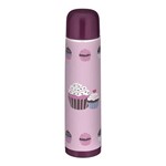 Ficha técnica e caractérísticas do produto Garrafa Térmica 750ml Aço Inox Estampada Lilas Rosa Cupcake Fácil de Limpar