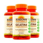 Gelatina Colágeno Hidrolisado - 3x 100 Cápsulas - Sundown