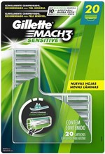 Ficha técnica e caractérísticas do produto Gillette Mach3 Sensitive 20 Cartuchos Recarga