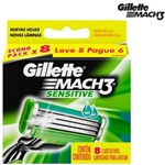 Ficha técnica e caractérísticas do produto Gillette Mach3 Sensitive 8 Cartuchos Recarga