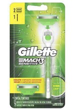 Ficha técnica e caractérísticas do produto Gillette Mach3 Sensitive Aparelho de Barbear - 2 Cartuchos