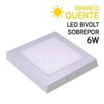 Ficha técnica e caractérísticas do produto Global Plafon LED Sobrepor Quadrado 6W Bivolt Branco Quente 9,5cm