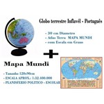 Ficha técnica e caractérísticas do produto Globo Terrestre em Português Inflavel + Mapa Mundi Mundo Politico Escolar - 120 Cm X 90 Cm
