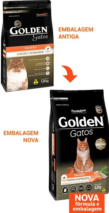 Ficha técnica e caractérísticas do produto Golden Gatos Adultos Castrados Salmão - 1Kg - FR570368-1