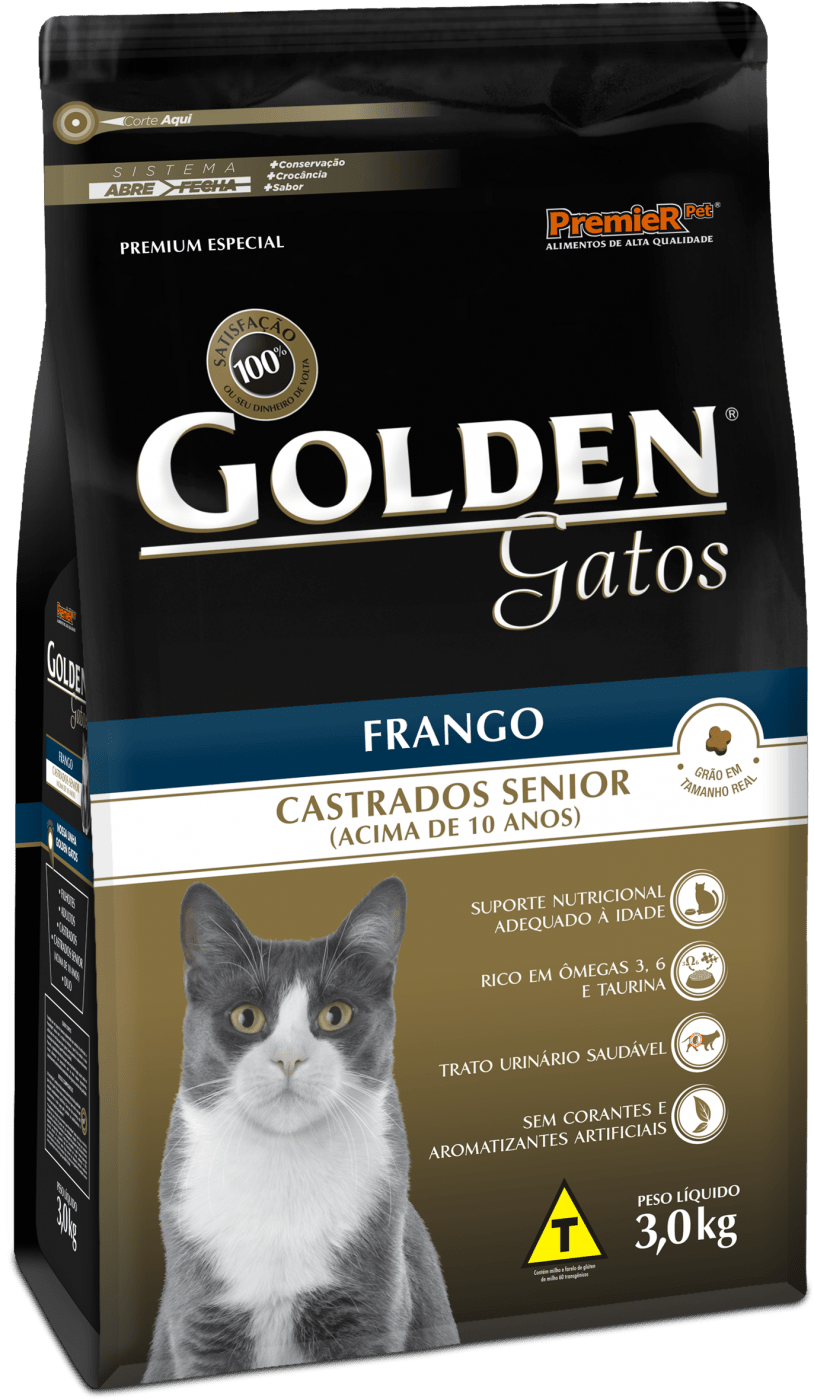 Ficha técnica e caractérísticas do produto Golden Gatos Adultos Castrados Senior Frango - 1Kg - FR716996-1