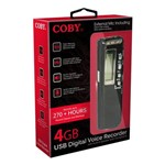 Ficha técnica e caractérísticas do produto Gravador Digital de Voz Coby CVR20 4GB MP3 Player, Microfone Embutido, Entrada para Fone de Ouvido,