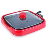 Grill Quadrado Fun Kitchen Vermelho com 2 Anos de Garantia