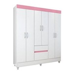 Ficha técnica e caractérísticas do produto Guarda Roupa 6 Portas Soft Demóbile - Branco/rosa