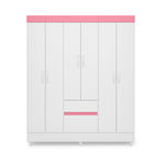 Ficha técnica e caractérísticas do produto Guarda Roupa Casal 6 Portas Soft Branco/Rosa Demóbile