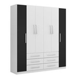 Ficha técnica e caractérísticas do produto Guarda-Roupa Casal 6 Portas Veneza Branco/Preto