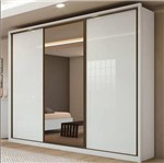 Ficha técnica e caractérísticas do produto Guarda Roupa Casal com Espelho 3 Portas 6 Gavetas Spazio Glass Móveis Lopas Branco