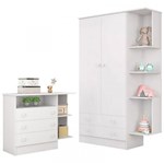 Ficha técnica e caractérísticas do produto Guarda Roupa e Cômoda Infantil Doce Sonho 106 Branco Qmovi